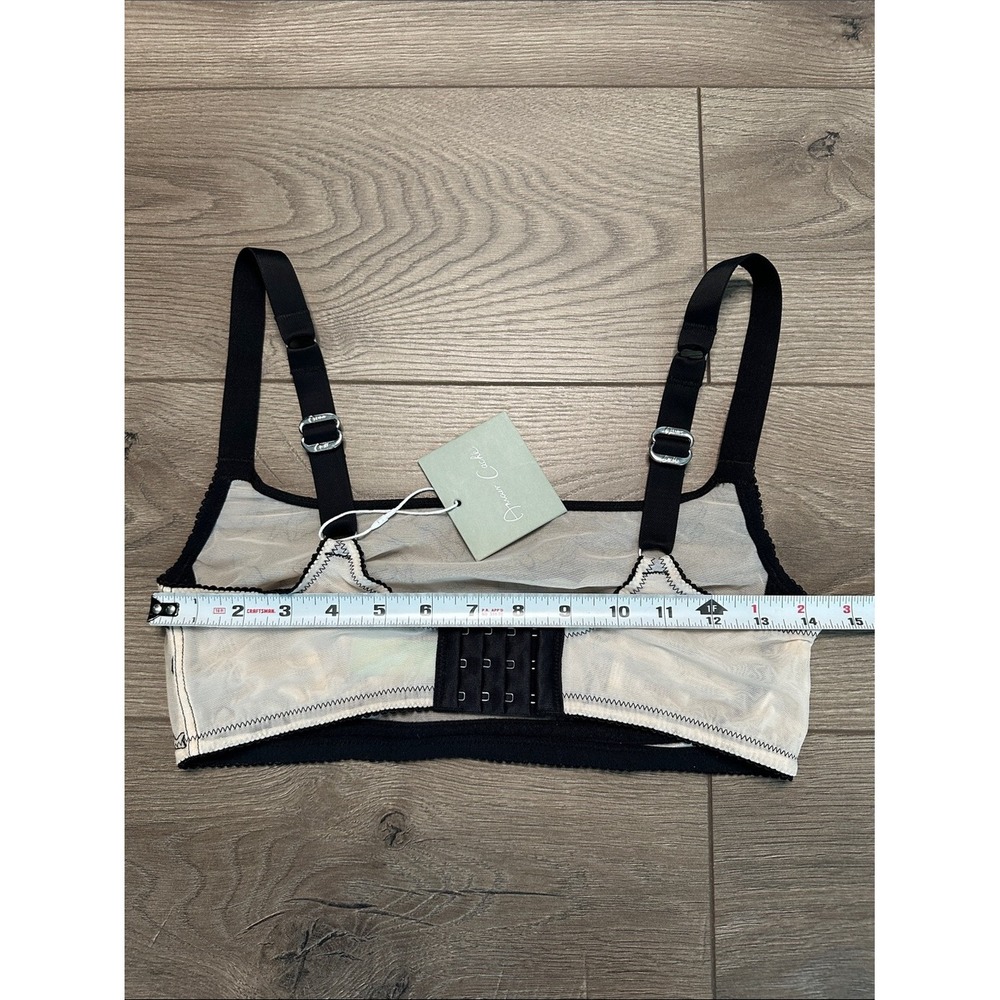 Amour d'Agnette Embroidered Jelly Fabric Bra Sheer Nude Size Large - Picture 10 of 11